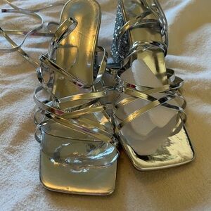 Silver Strappy Women's Sandals